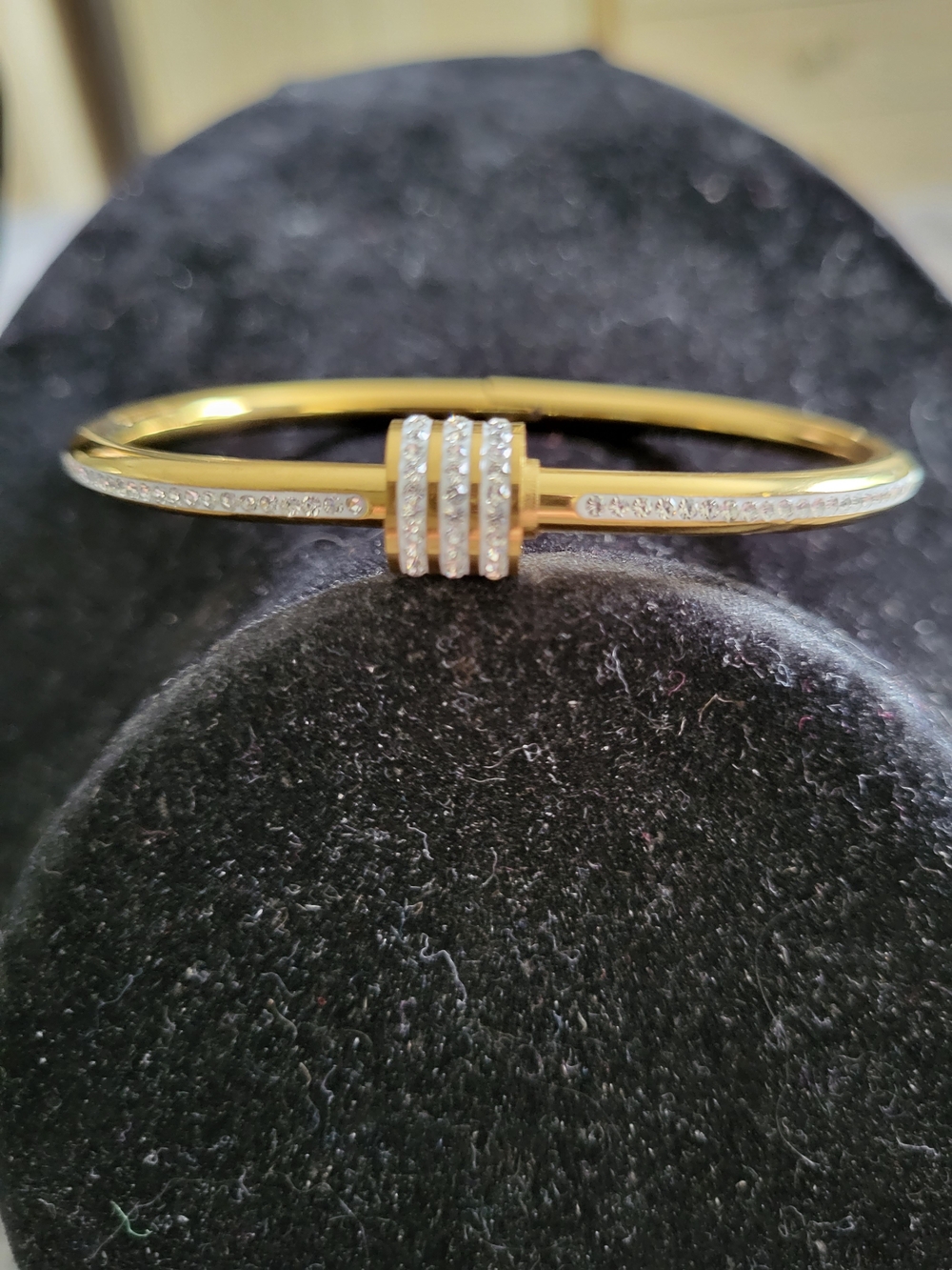 Fashion Jewelry Gold-Tone Narrow Open Cuff Bracelet - Picture 3 of 5